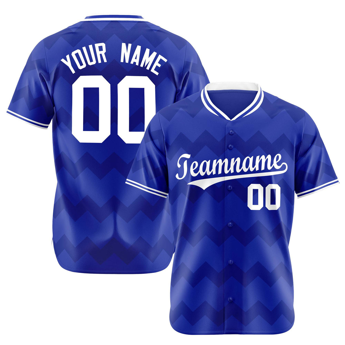 Custom Royal Blue White Authentic Corrugated Fashion Baseball Jersey