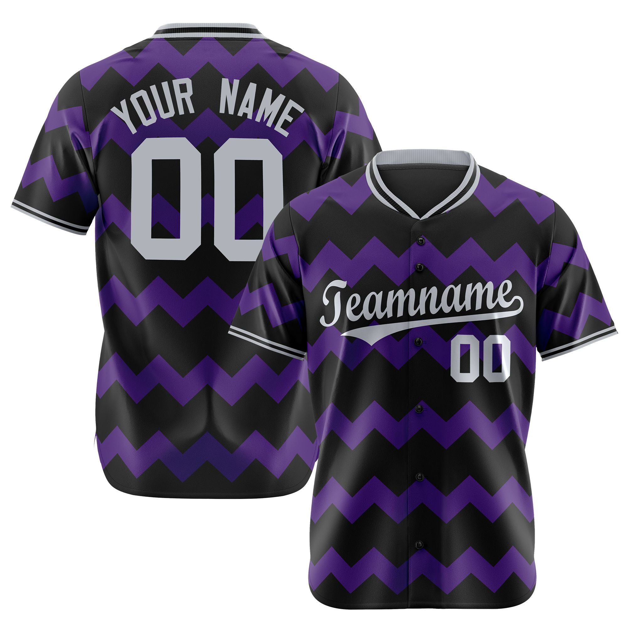 Custom Black Purple Gray Authentic Corrugated Fashion Baseball Jersey