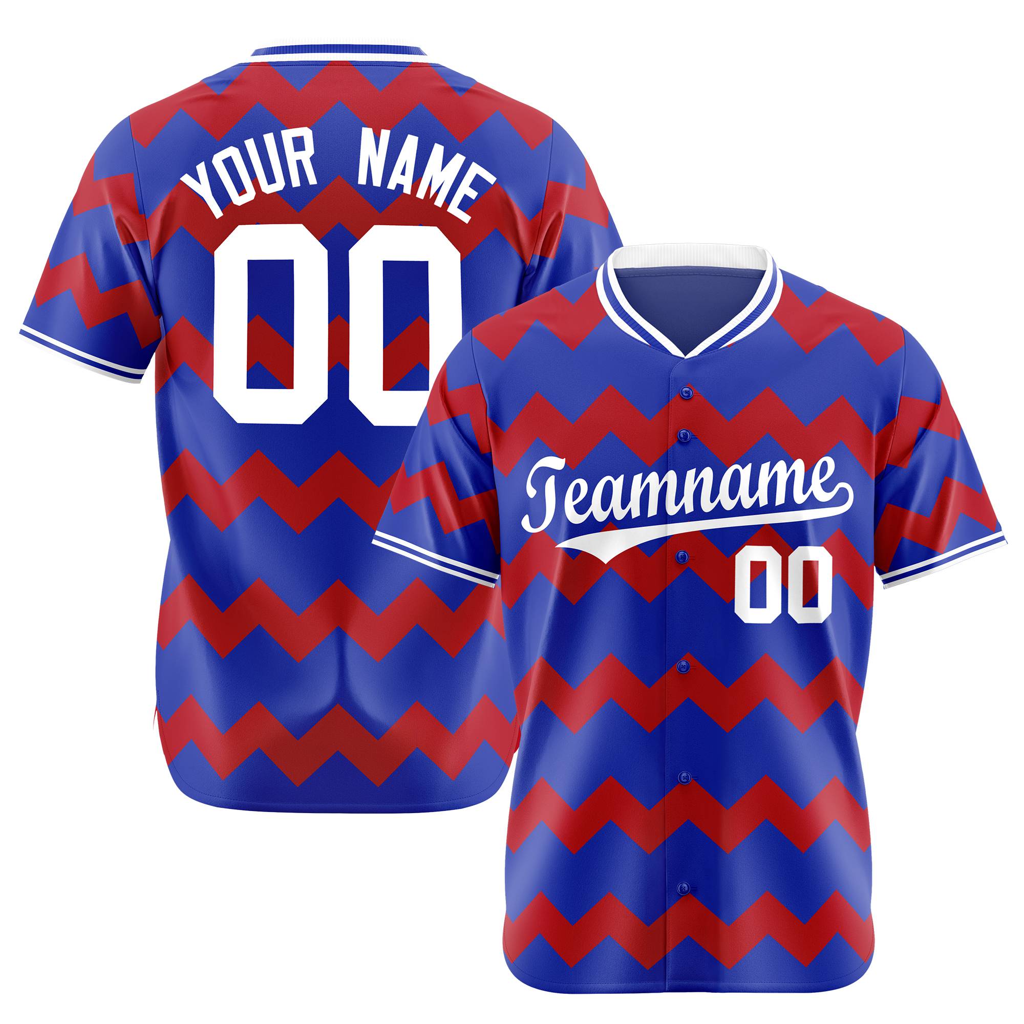 Custom Royal Blue Red White Authentic Corrugated Fashion Baseball Jersey