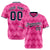 Custom Pink Navy White Authentic Corrugated Fashion Baseball Jersey