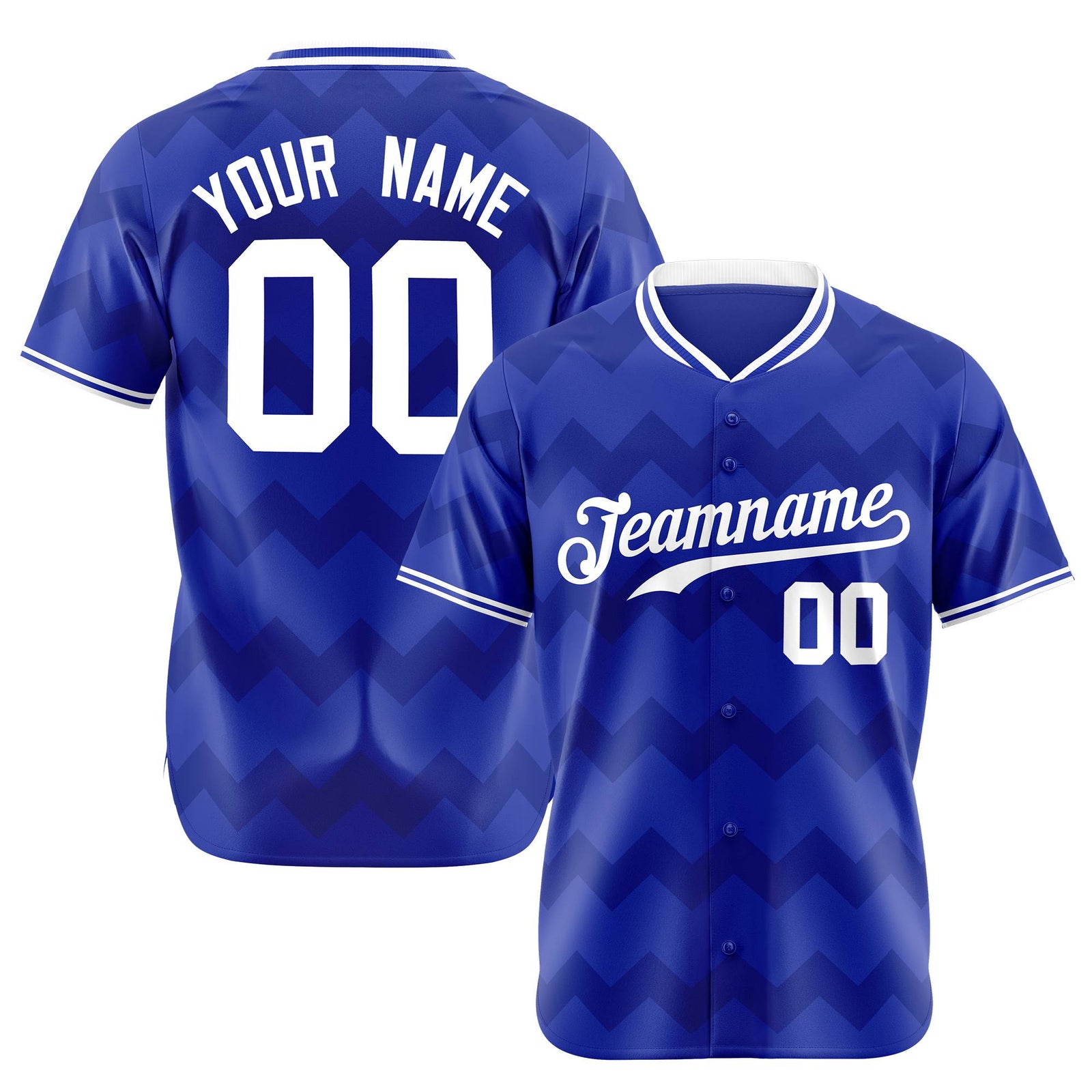 Custom Royal Blue White Authentic Corrugated Fashion Baseball Jersey