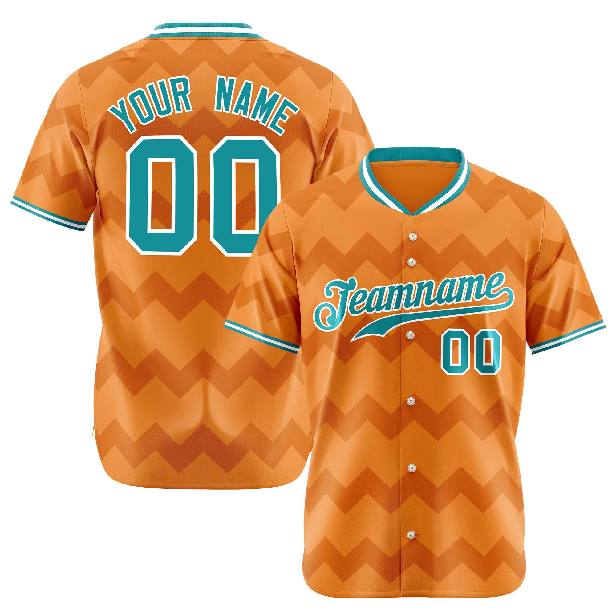 Custom Orange Aqua White Authentic Corrugated Fashion Baseball Jersey