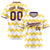 Custom White Purple Gold Authentic Corrugated Fashion Baseball Jersey