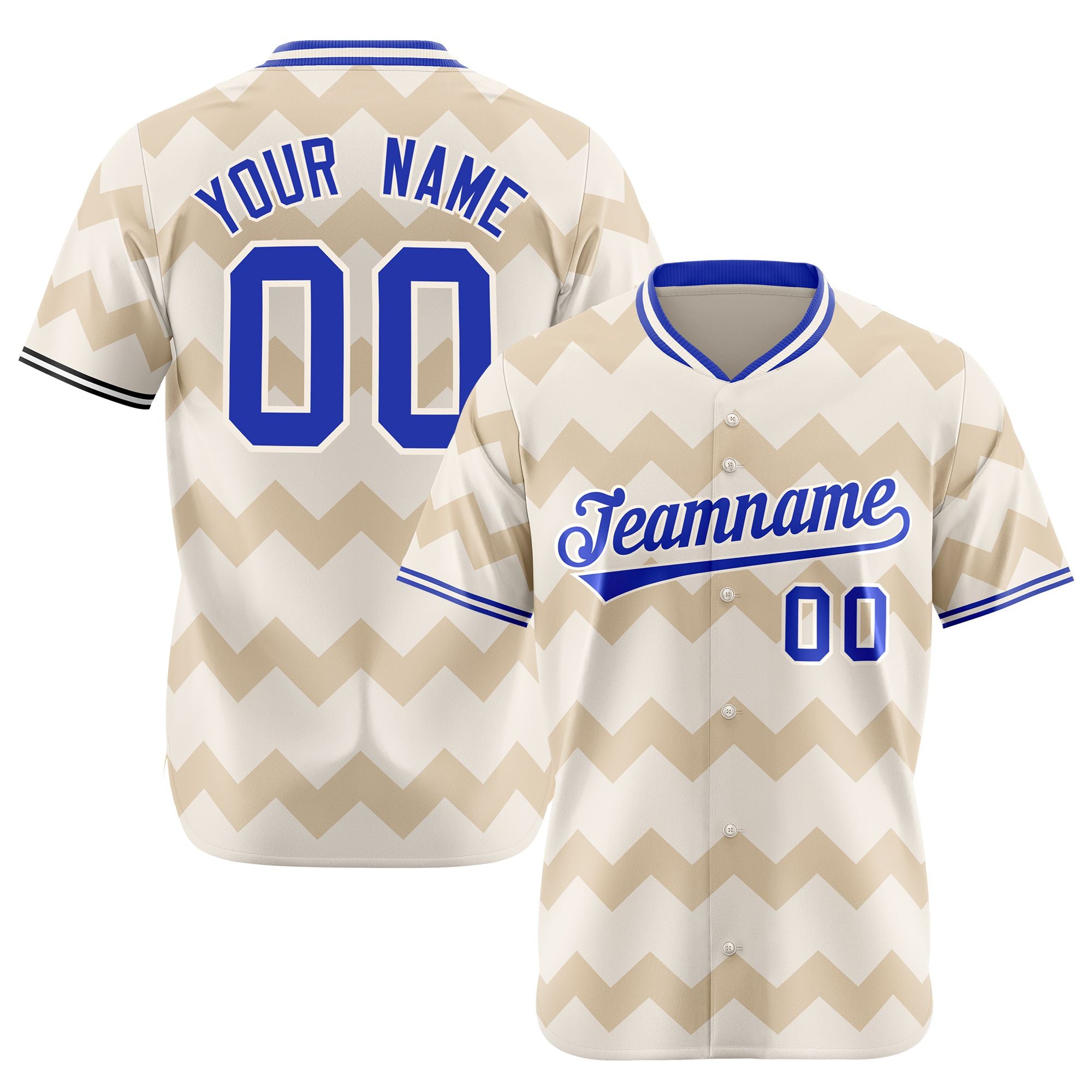 Custom Khaki Royal Blue White Authentic Corrugated Fashion Baseball Jersey