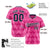 Custom Pink Navy White Authentic Corrugated Fashion Baseball Jersey