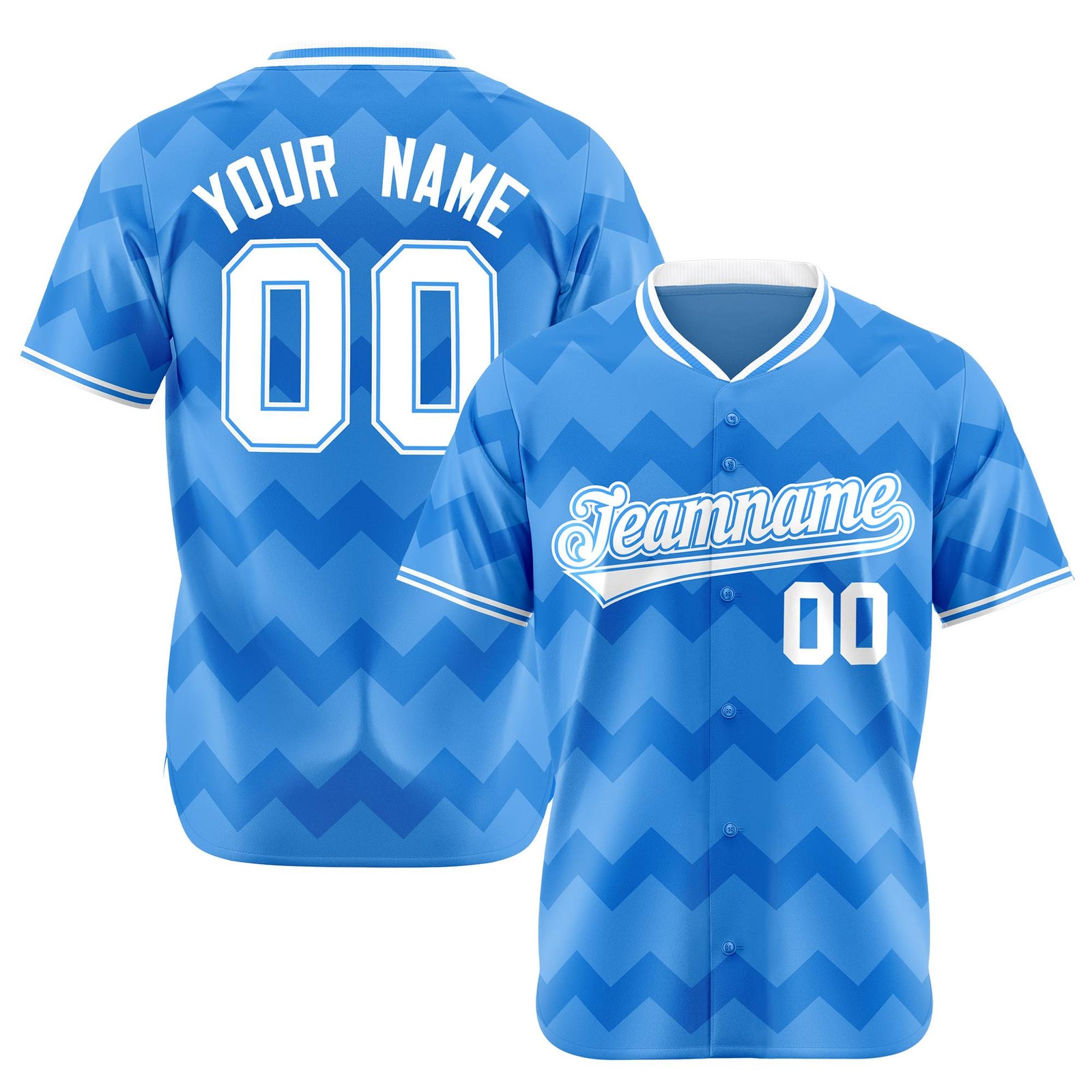 Custom Powder Blue White Authentic Corrugated Fashion Baseball Jersey