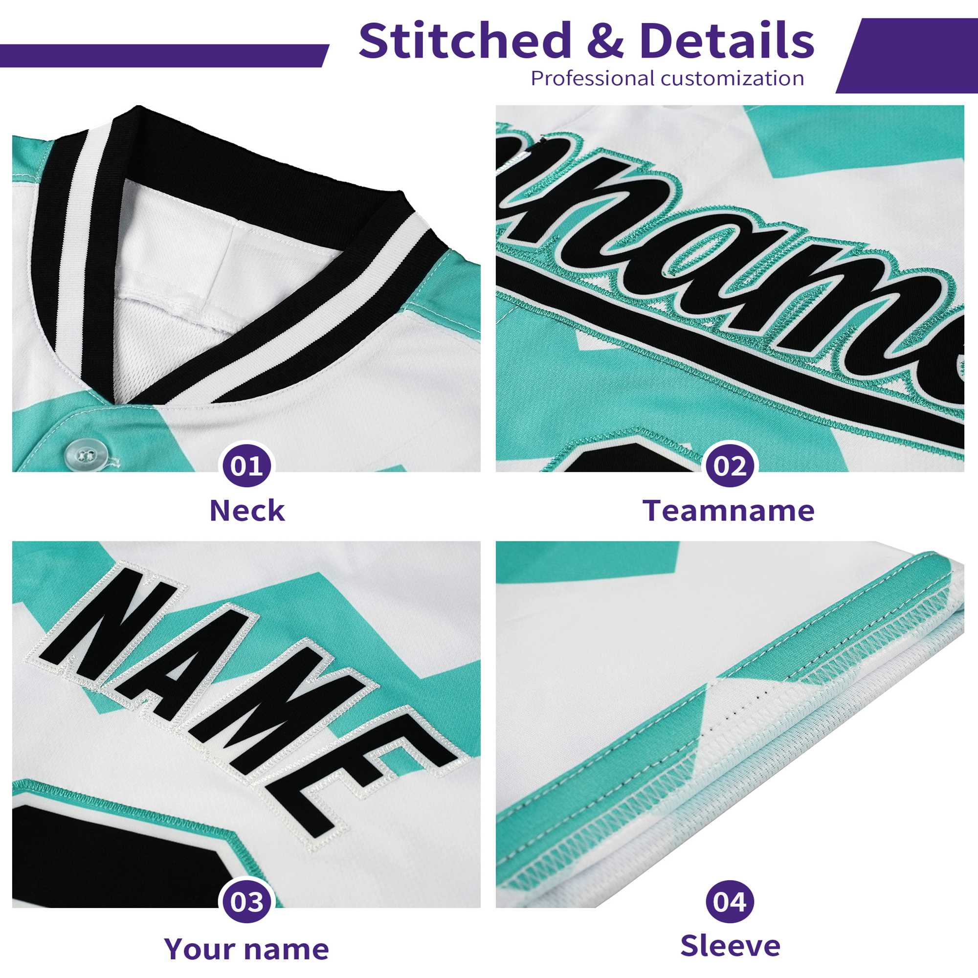 Custom Aqua Purple White Authentic Corrugated Fashion Baseball Jersey