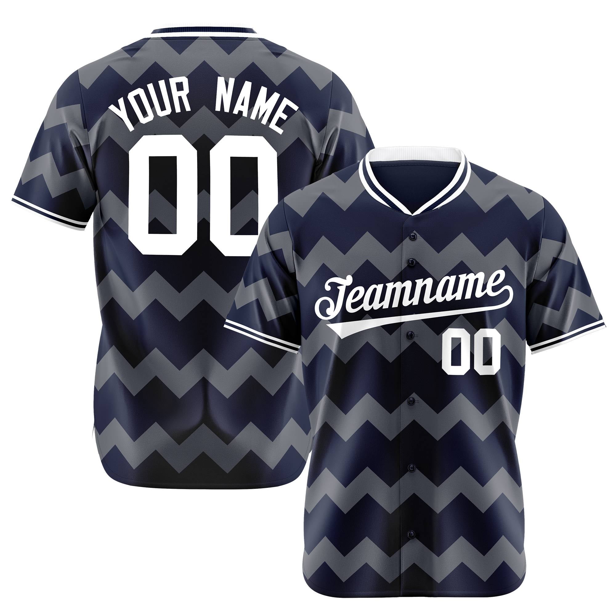 Custom Navy Gray White Authentic Corrugated Fashion Baseball Jersey