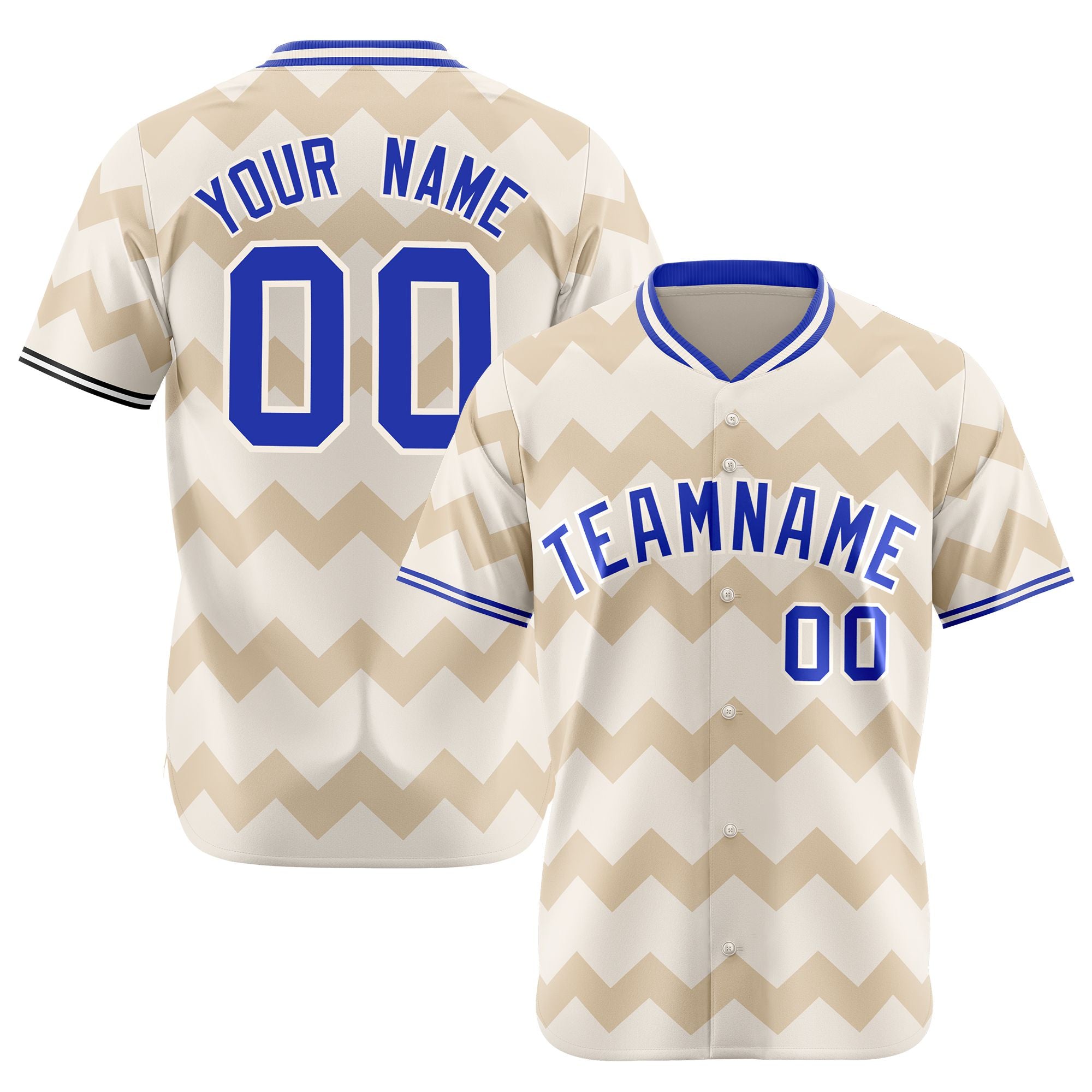 Custom Khaki Royal Blue White Authentic Corrugated Fashion Baseball Jersey