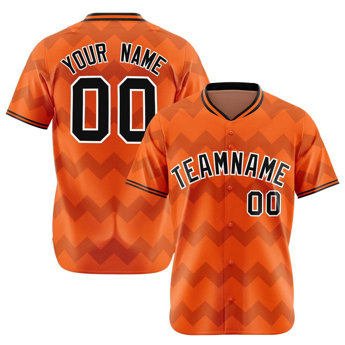 Custom Orange Black White Authentic Corrugated Fashion Baseball Jersey