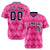 Custom Pink Navy White Authentic Corrugated Fashion Baseball Jersey