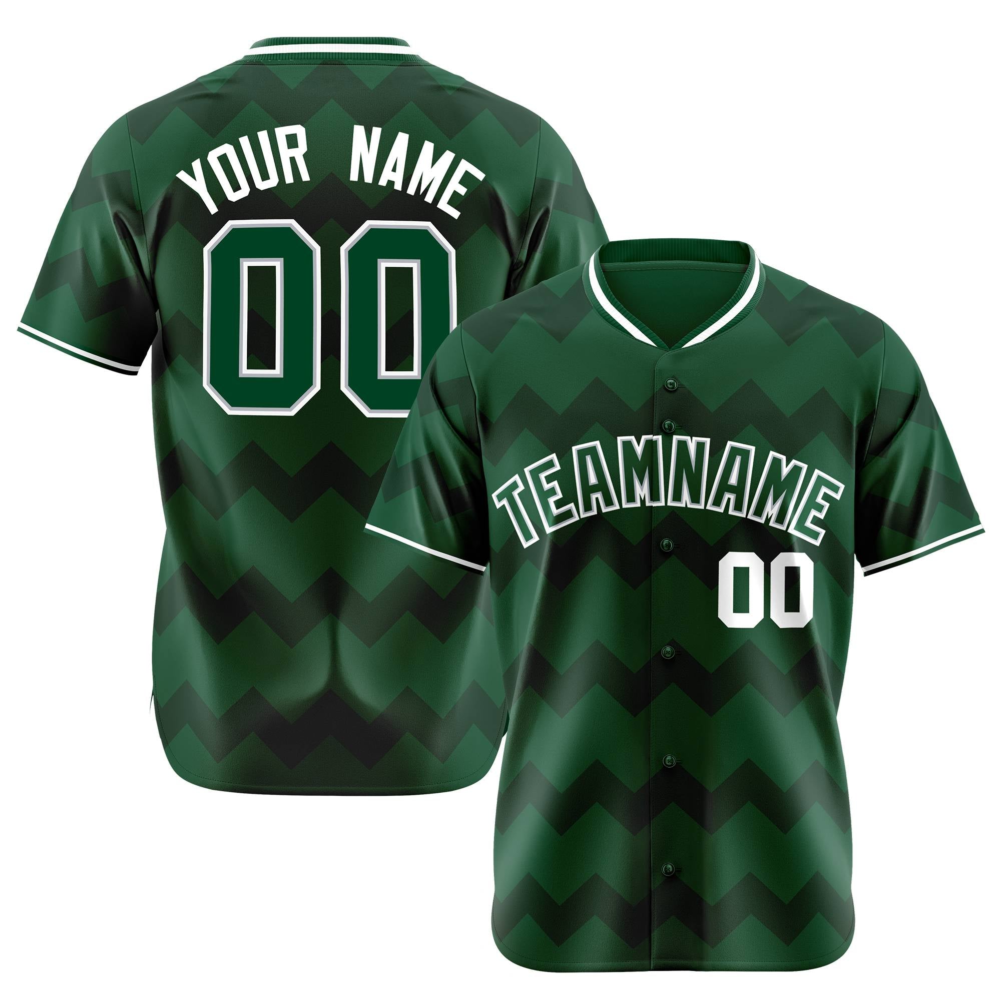 Custom Green White Authentic Corrugated Fashion Baseball Jersey