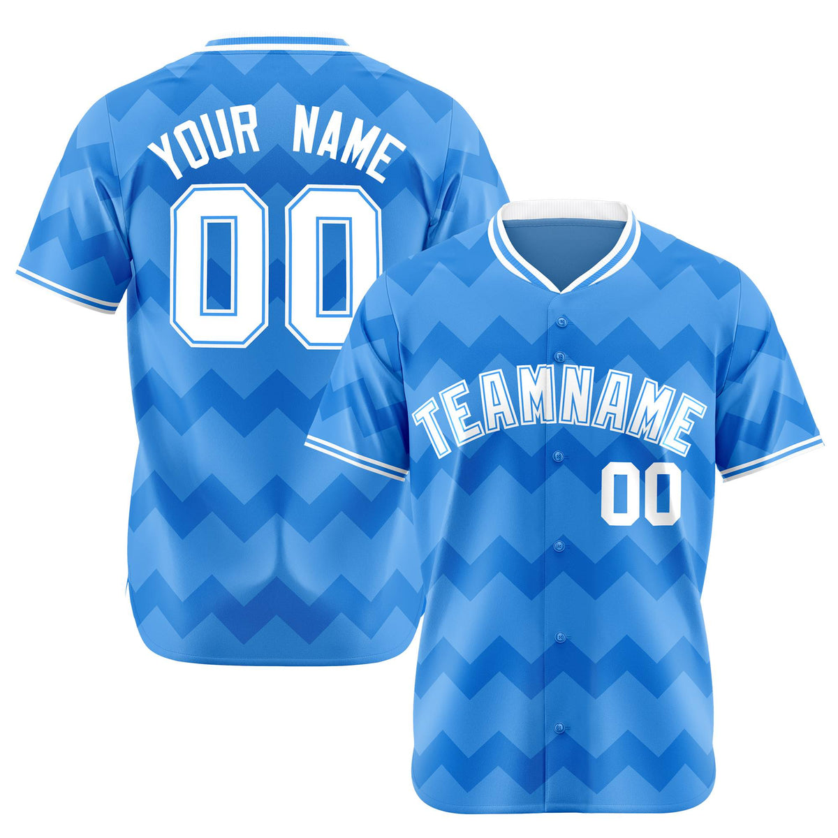 Custom Powder Blue White Authentic Corrugated Fashion Baseball Jersey