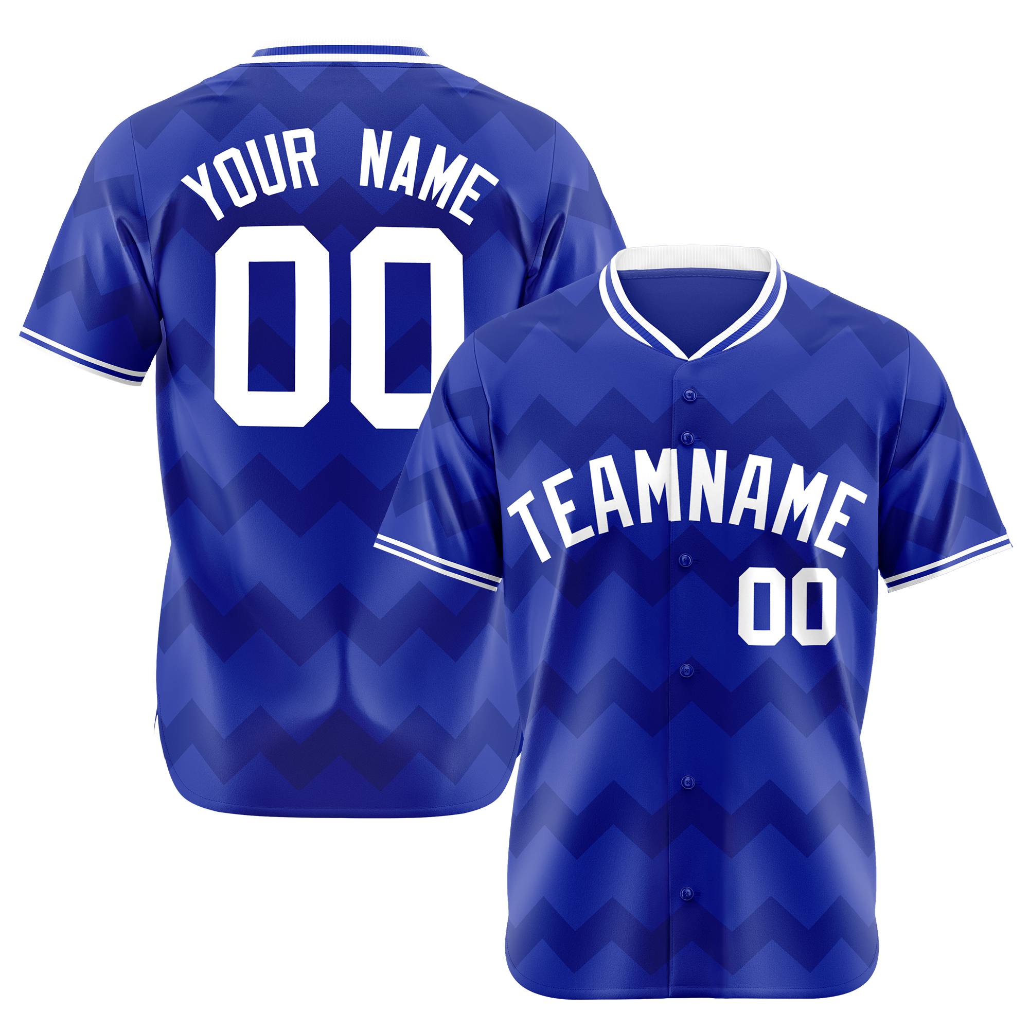 Custom Royal Blue White Authentic Corrugated Fashion Baseball Jersey