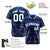 Custom Navy Powder Blue White Authentic Corrugated Fashion Baseball Jersey