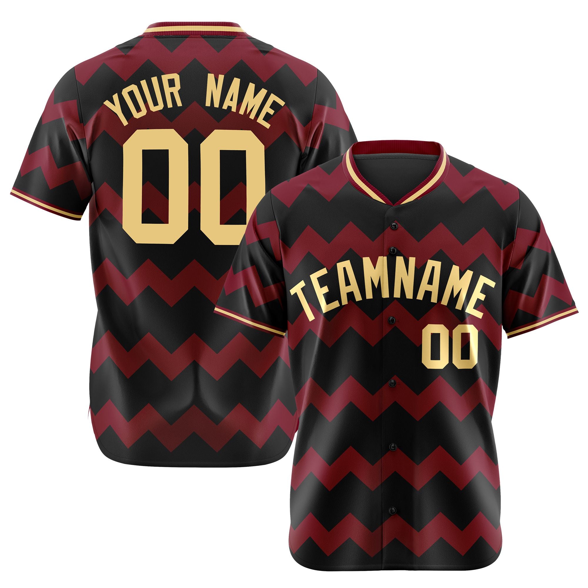 Custom Black Crimson Khaki Authentic Corrugated Fashion Baseball Jersey