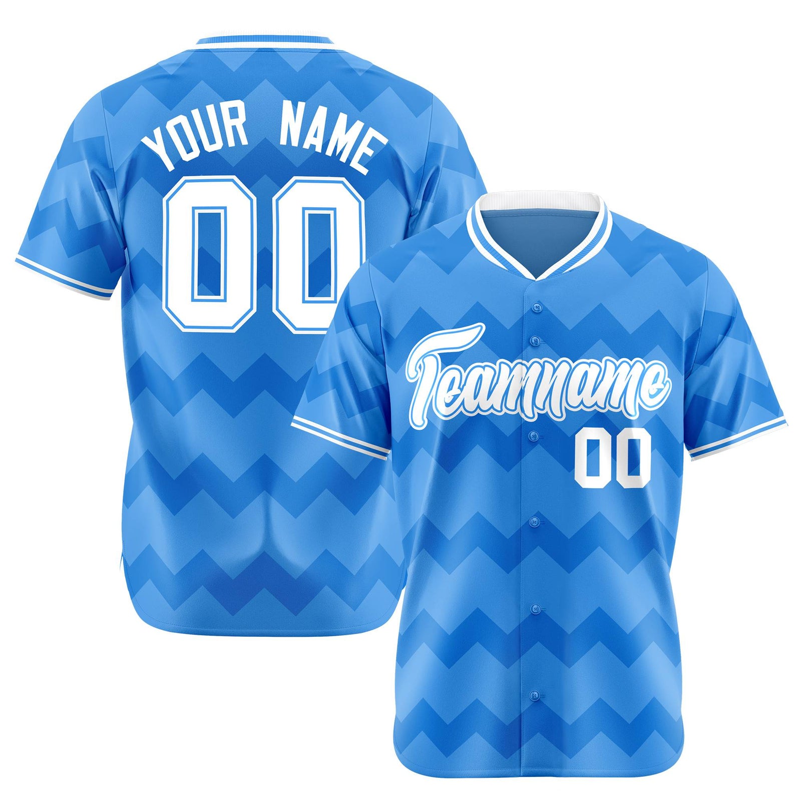 Custom Powder Blue White Authentic Corrugated Fashion Baseball Jersey