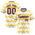 Custom White Purple Gold Authentic Corrugated Fashion Baseball Jersey