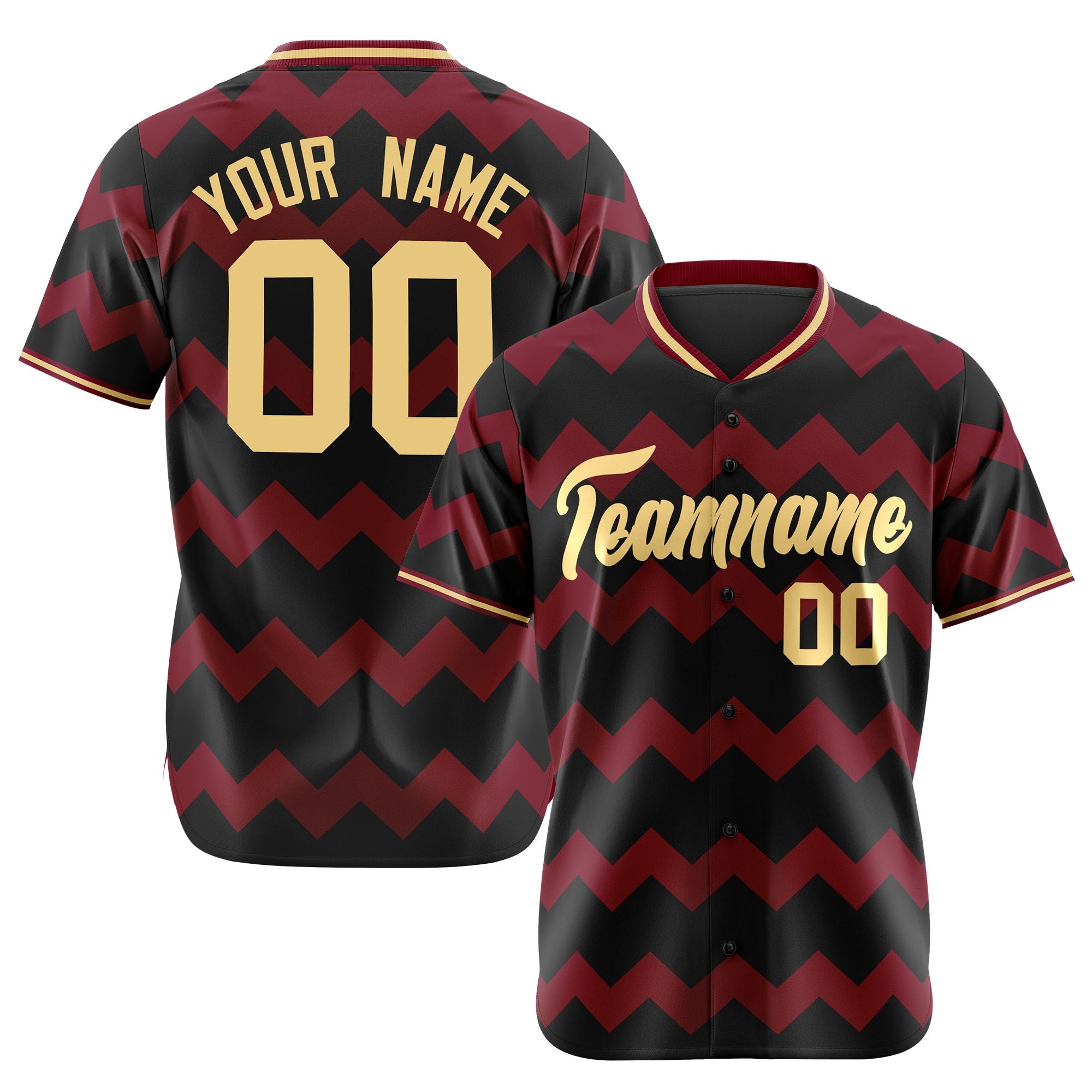 Custom Black Crimson Khaki Authentic Corrugated Fashion Baseball Jersey