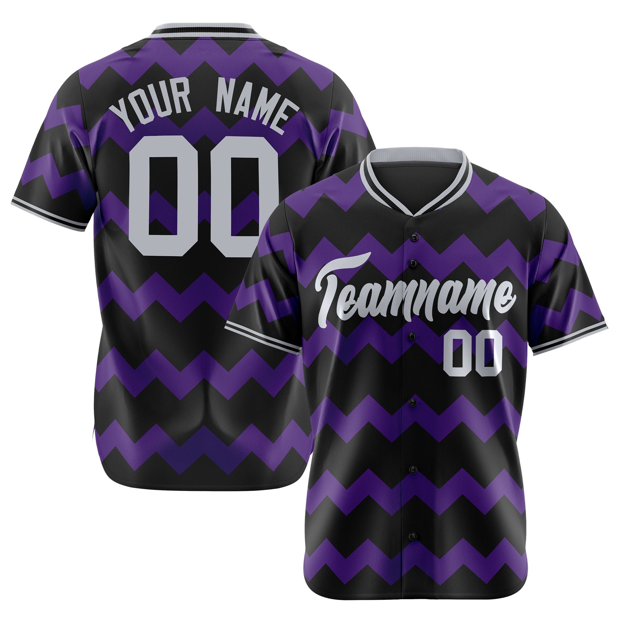 Custom Black Purple Gray Authentic Corrugated Fashion Baseball Jersey