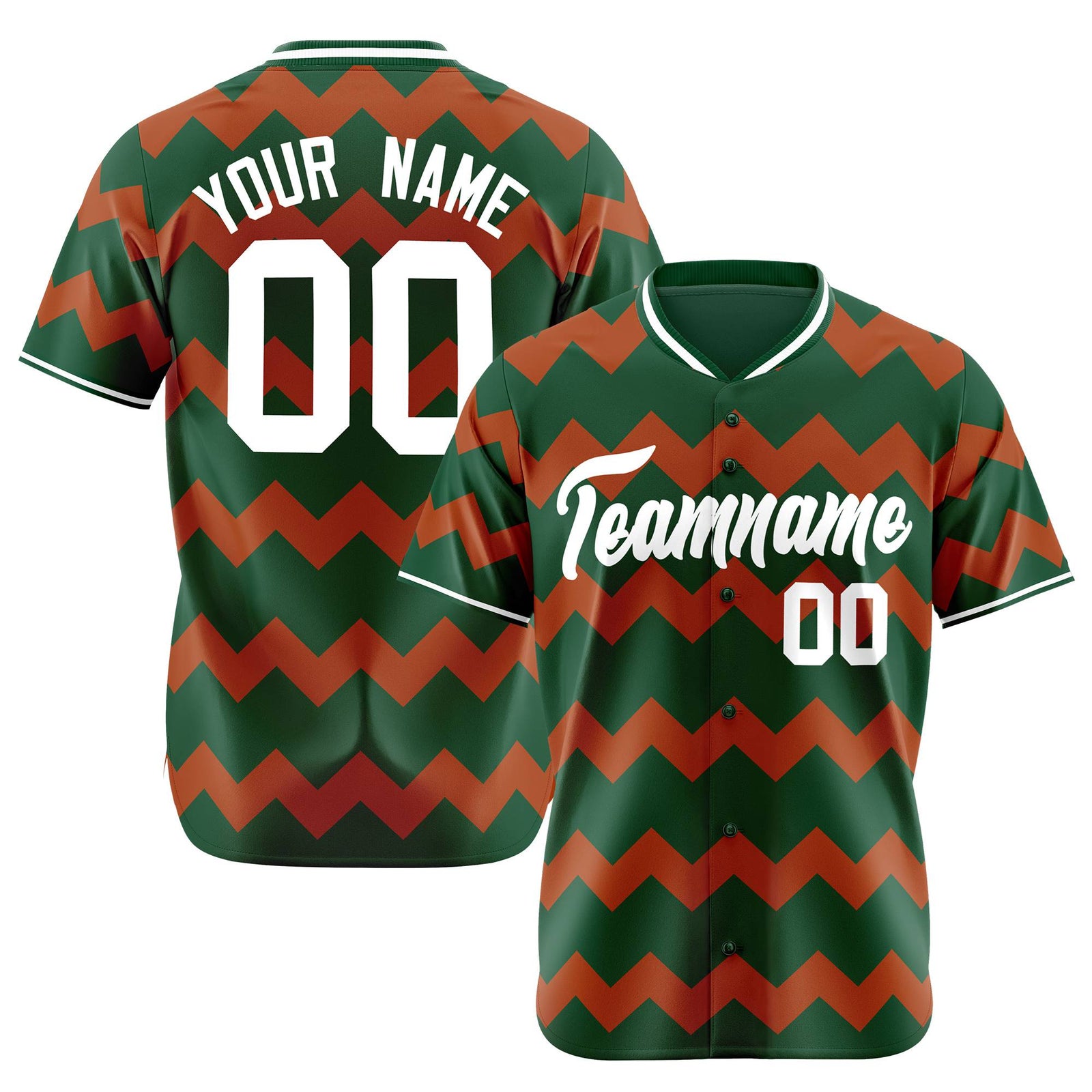 Custom Green White Authentic Corrugated Fashion Baseball Jersey