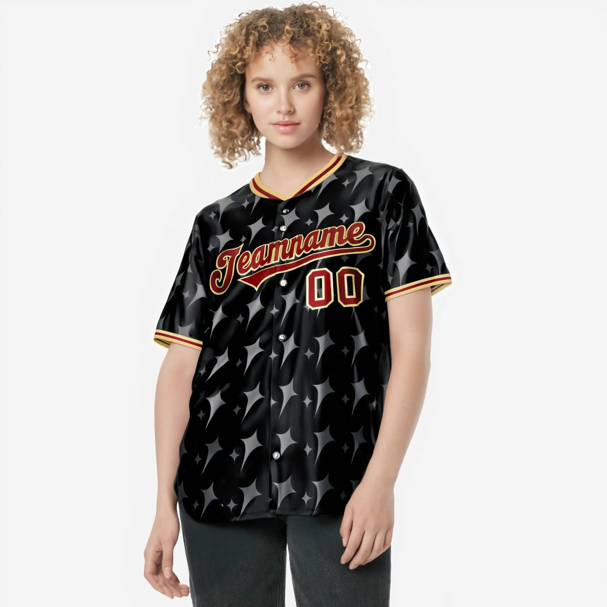 Custom Black Crimson Khaki Authentic Four Pointed Baseball Jersey