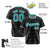 Custom Black Aqua White Authentic Four Pointed Baseball Jersey