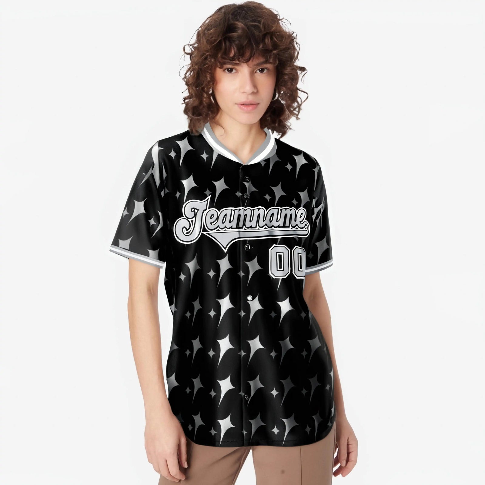 Custom Black Gray White Authentic Four Pointed Baseball Jersey