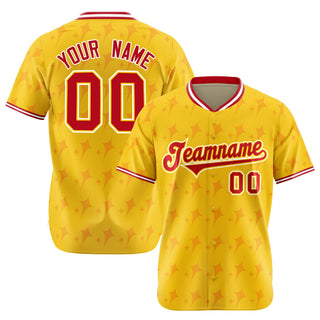 Custom Gold Red-White Authentic Four Pointed Baseball Jersey - Style 1