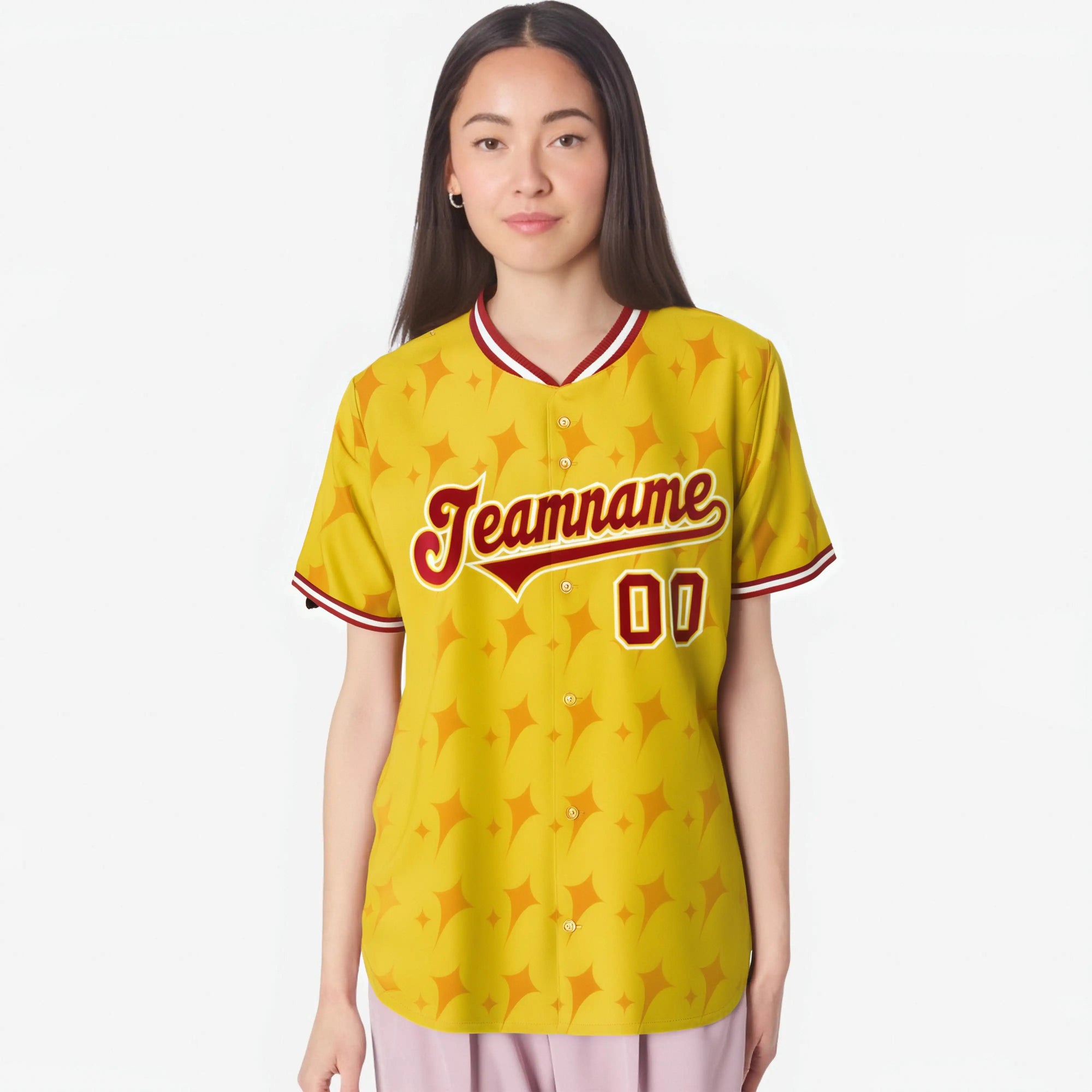 Custom Gold Red White Authentic Four Pointed Baseball Jersey