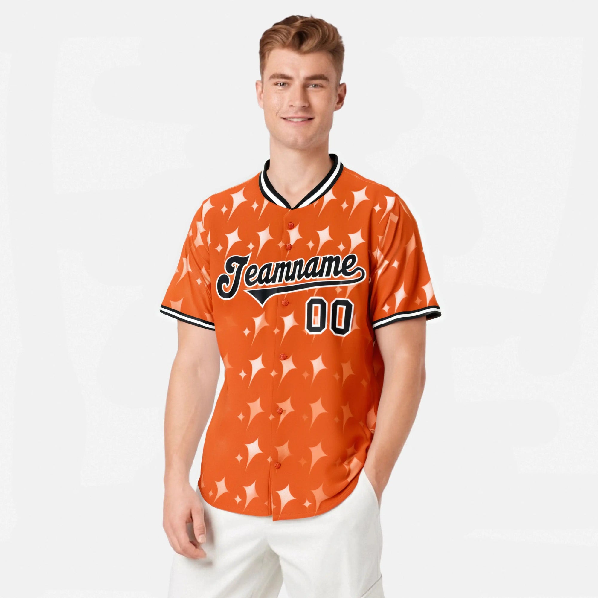 Custom Orange Black White Authentic Four Pointed Baseball Jersey