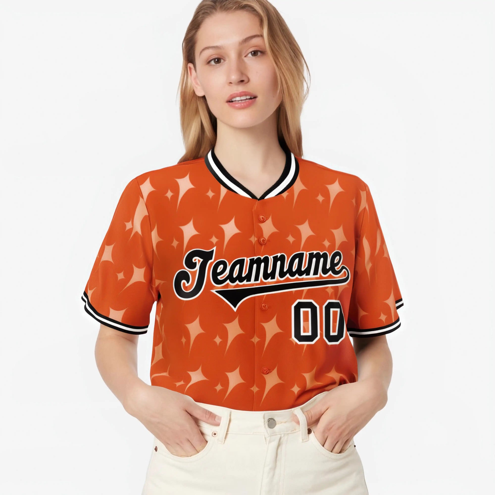 Custom Orange Black White Authentic Four Pointed Baseball Jersey