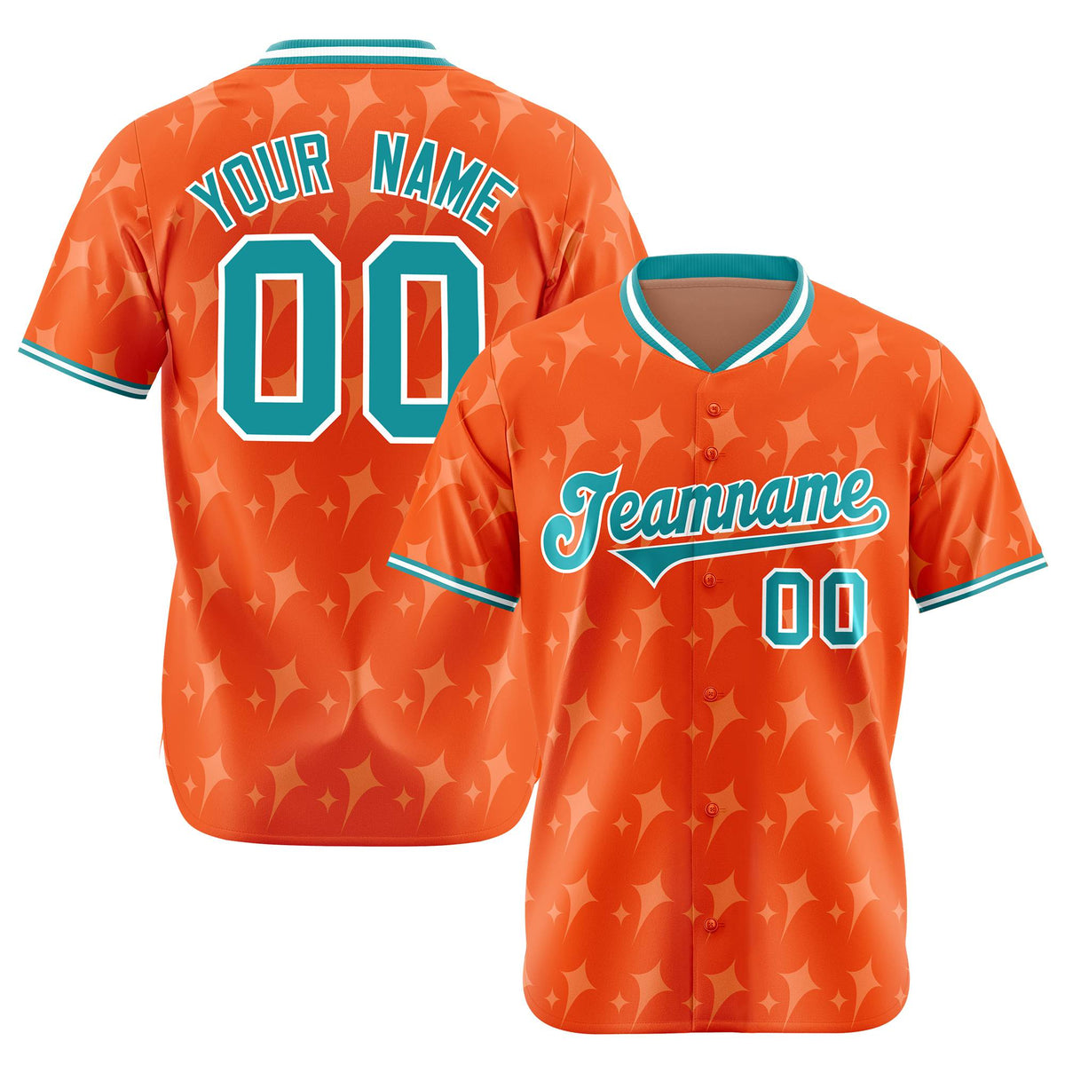 Custom Orange Aqua White Authentic Four Pointed Baseball Jersey