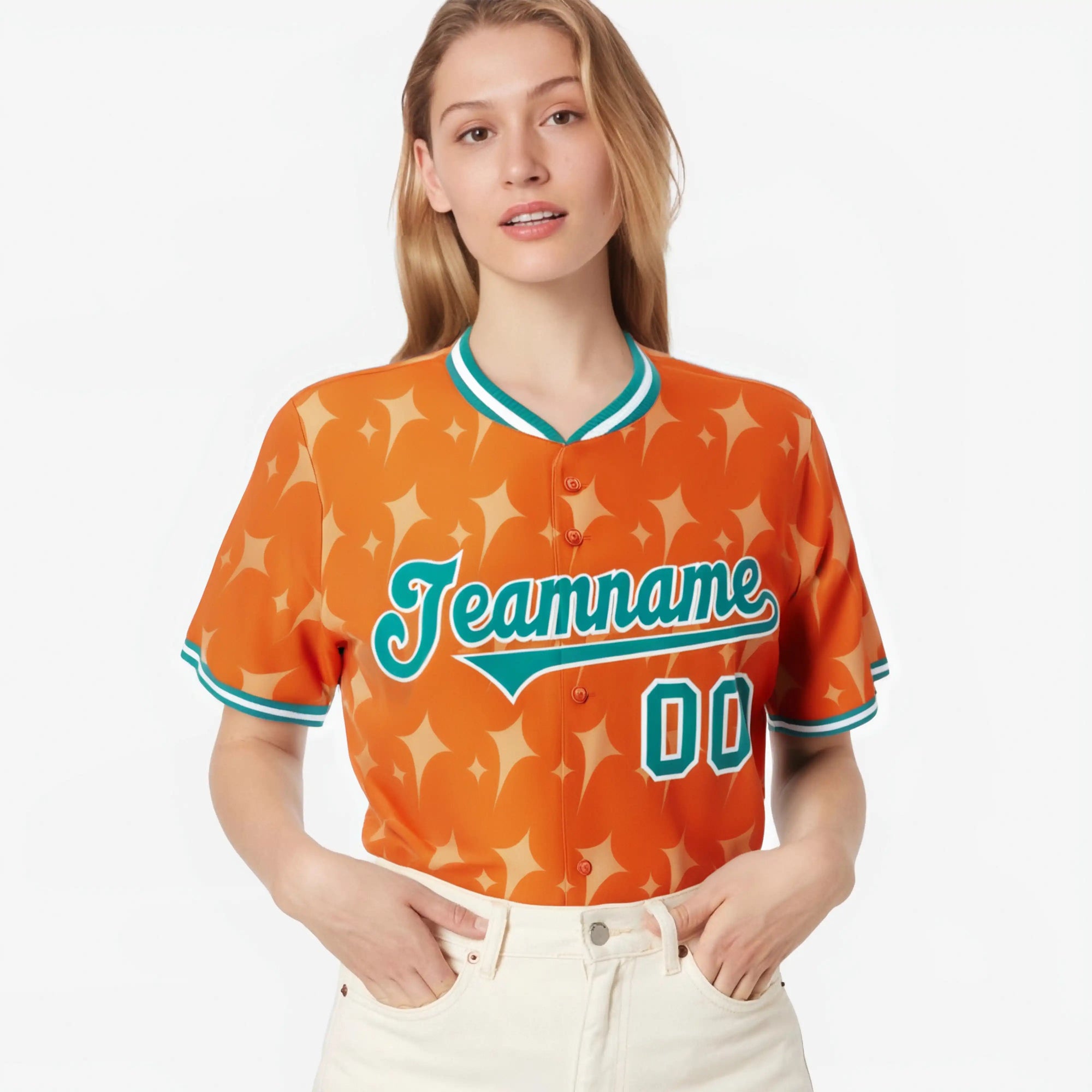 Custom Orange Aqua White Authentic Four Pointed Baseball Jersey