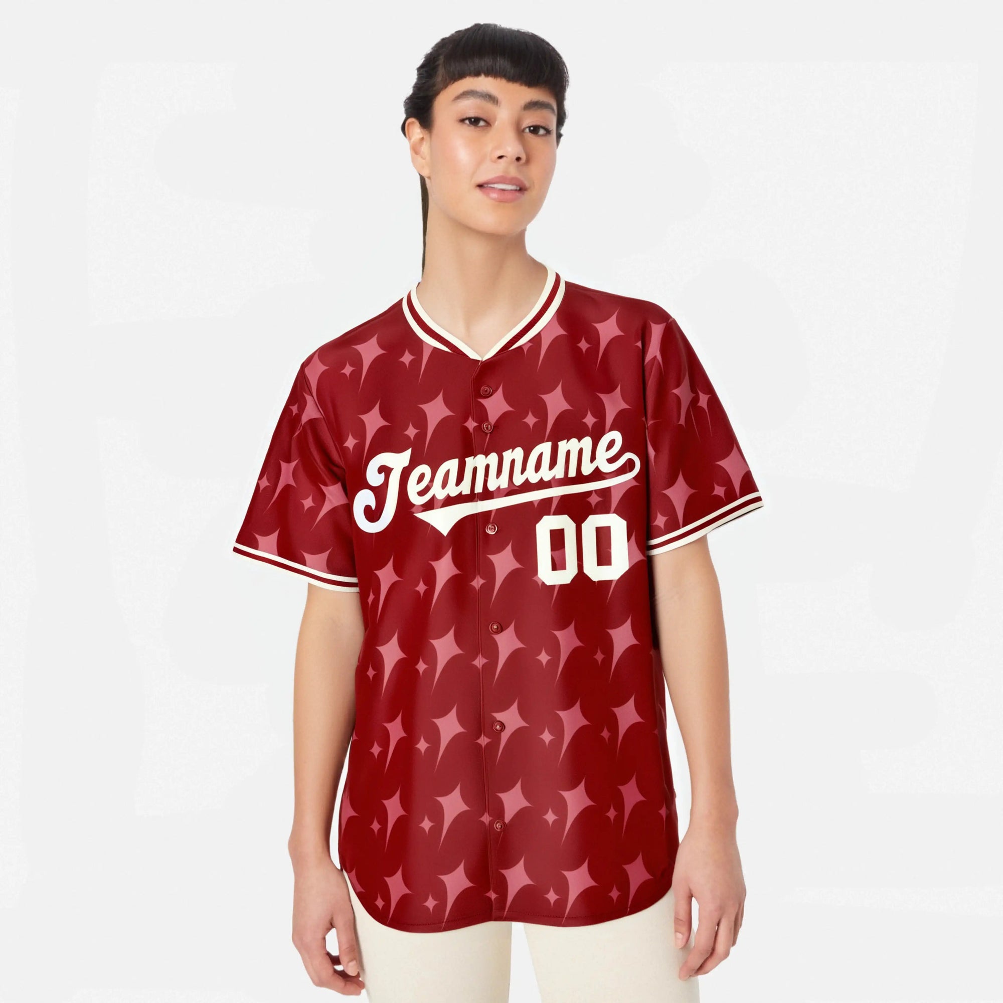 Custom Red Cream Authentic Four Pointed Baseball Jersey