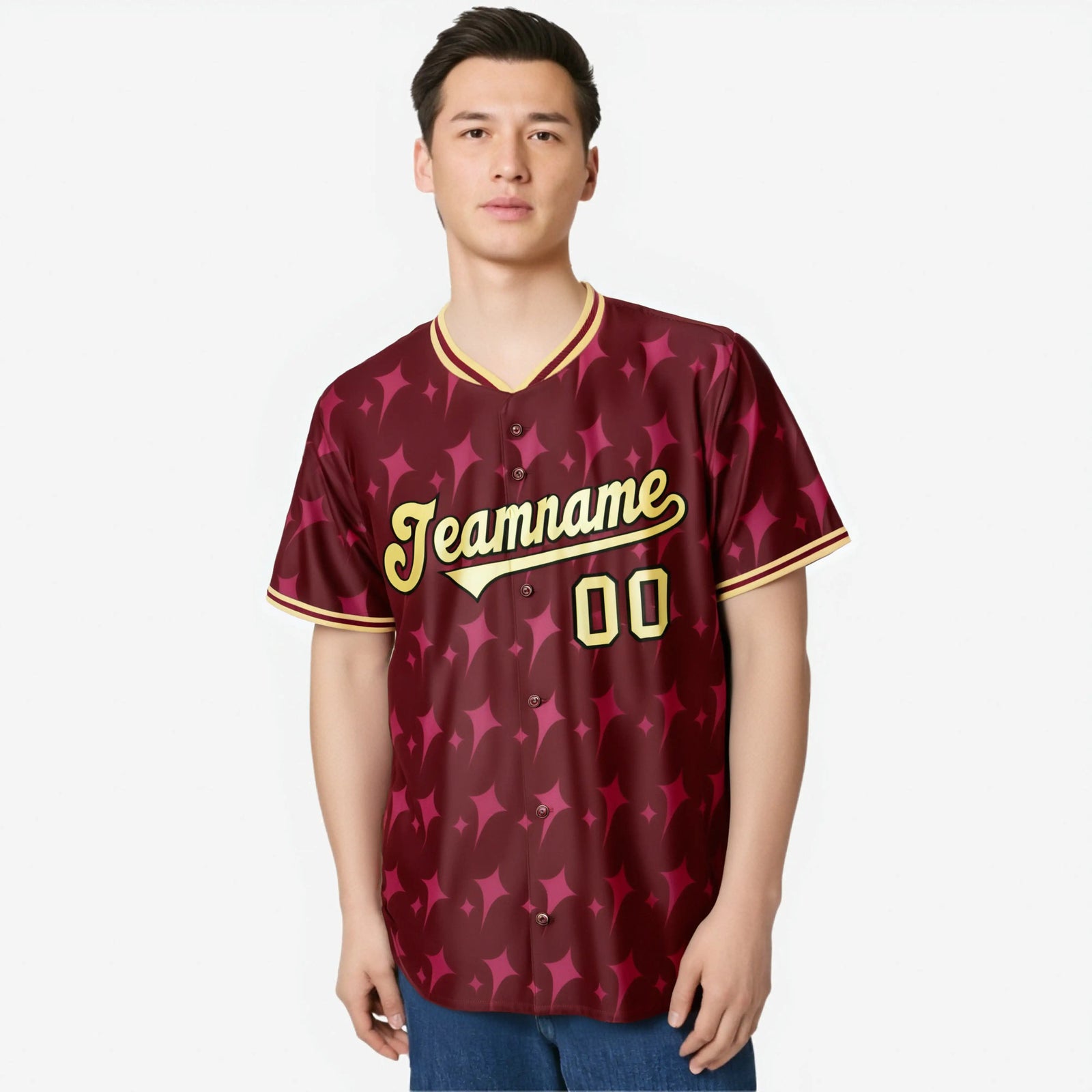 Custom Crimson Khaki Authentic Four Pointed Baseball Jersey