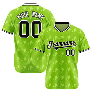Camiseta de béisbol auténtica de cuatro puntas personalizada en verde neón, blanco y negro - Style 1