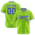 Custom Neon Green Royal Blue White Authentic Four Pointed Baseball Jersey