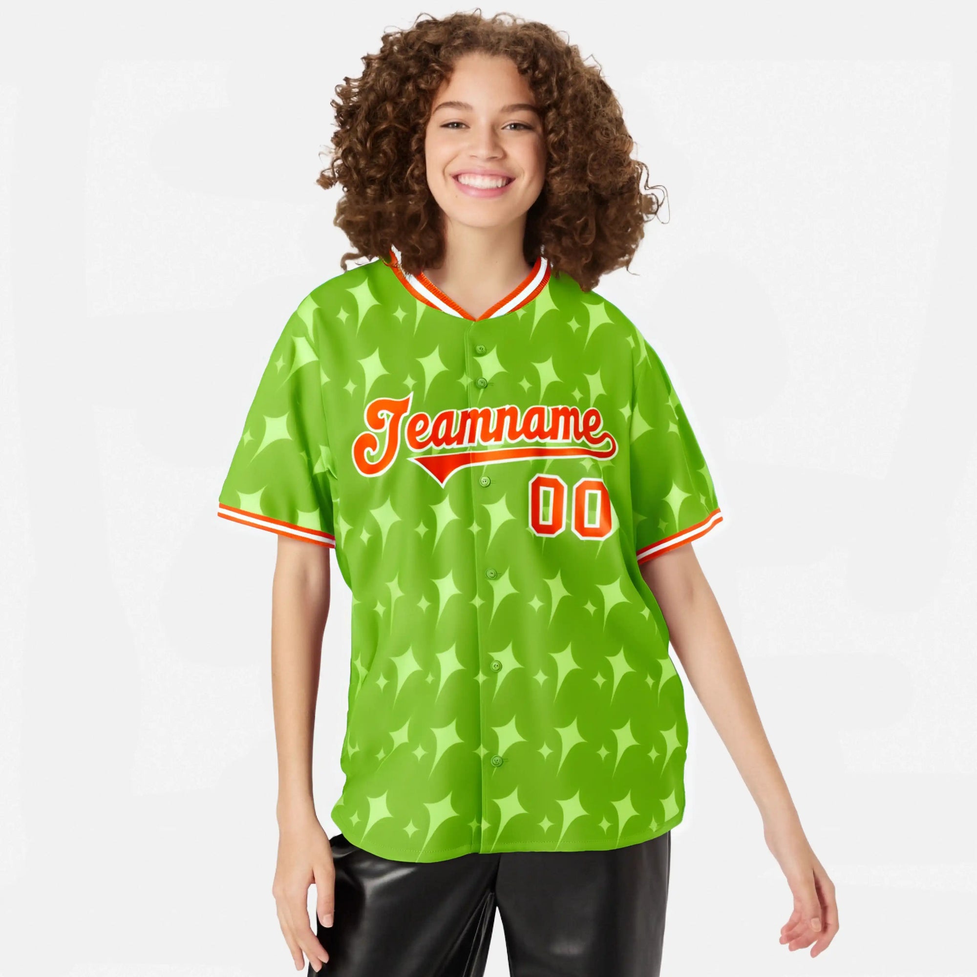 Custom Neon Green Orange White Authentic Four Pointed Baseball Jersey