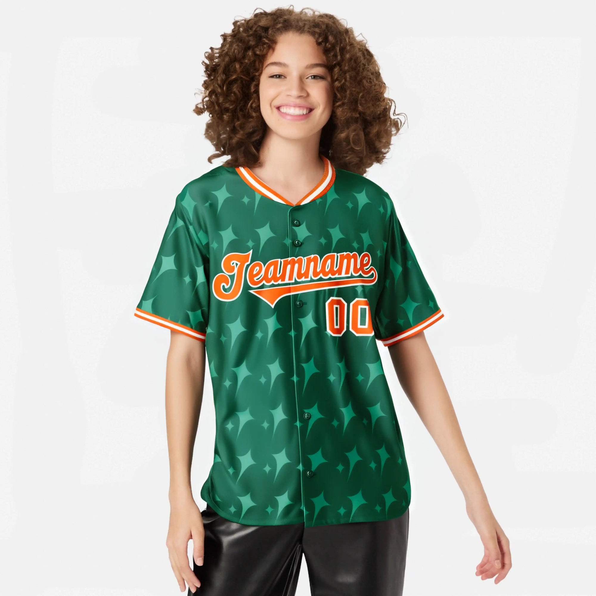 Custom Kelly Green Orange White Authentic Four Pointed Baseball Jersey