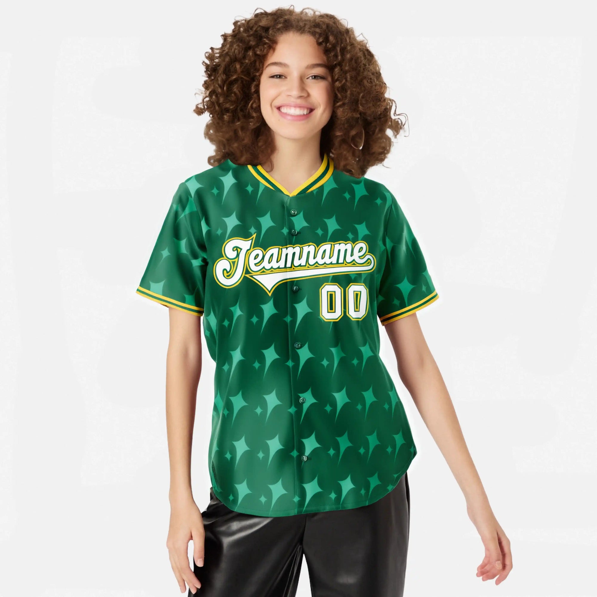 Custom Kelly Green White Gold Authentic Four Pointed Baseball Jersey