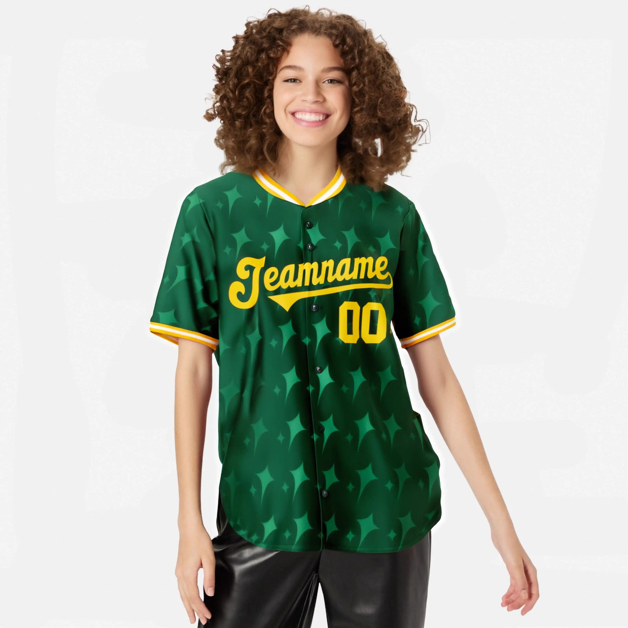 Custom Green Gold White Authentic Four Pointed Baseball Jersey