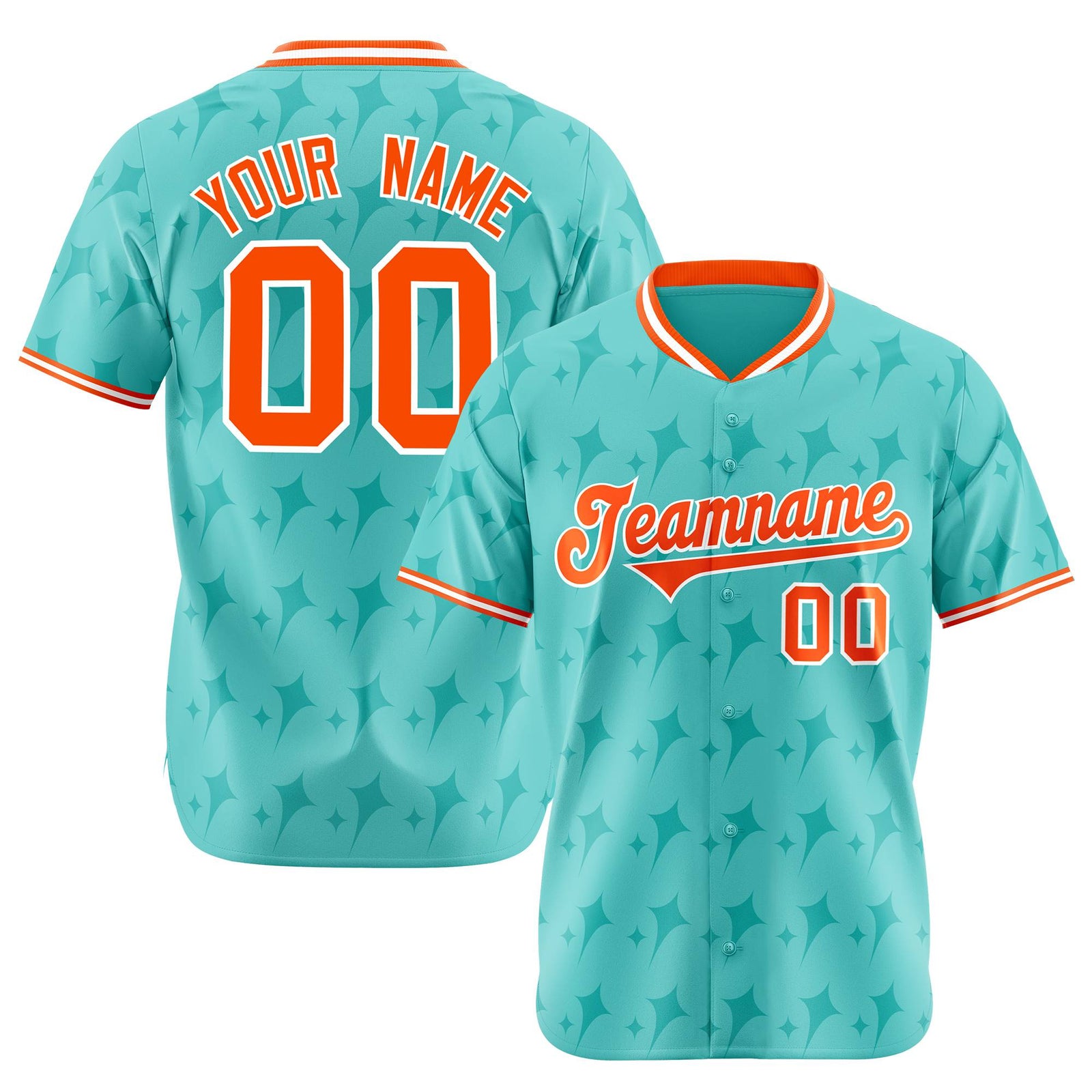 Custom Bright Green Orange White Authentic Four Pointed Baseball Jersey