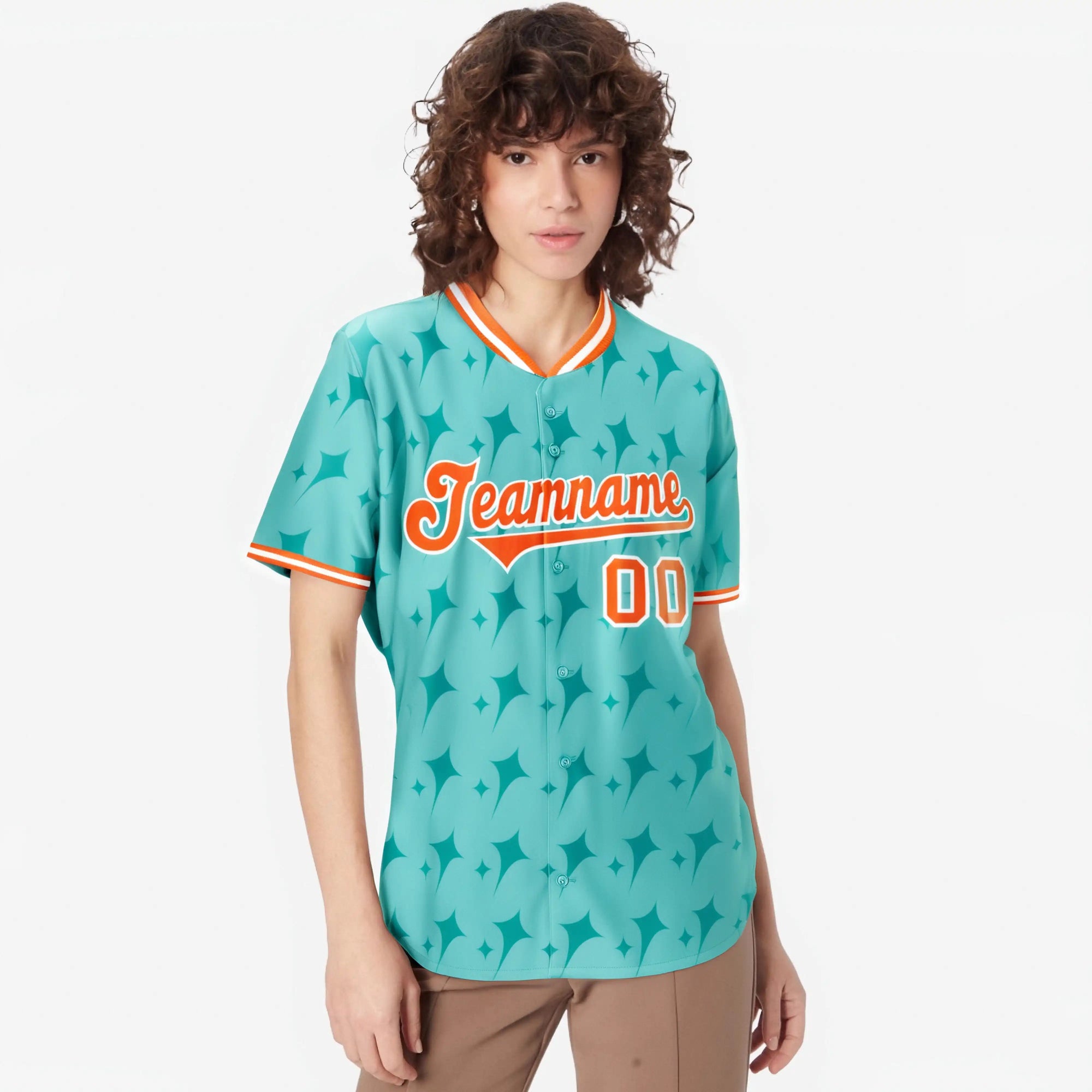 Custom Bright Green Orange White Authentic Four Pointed Baseball Jersey