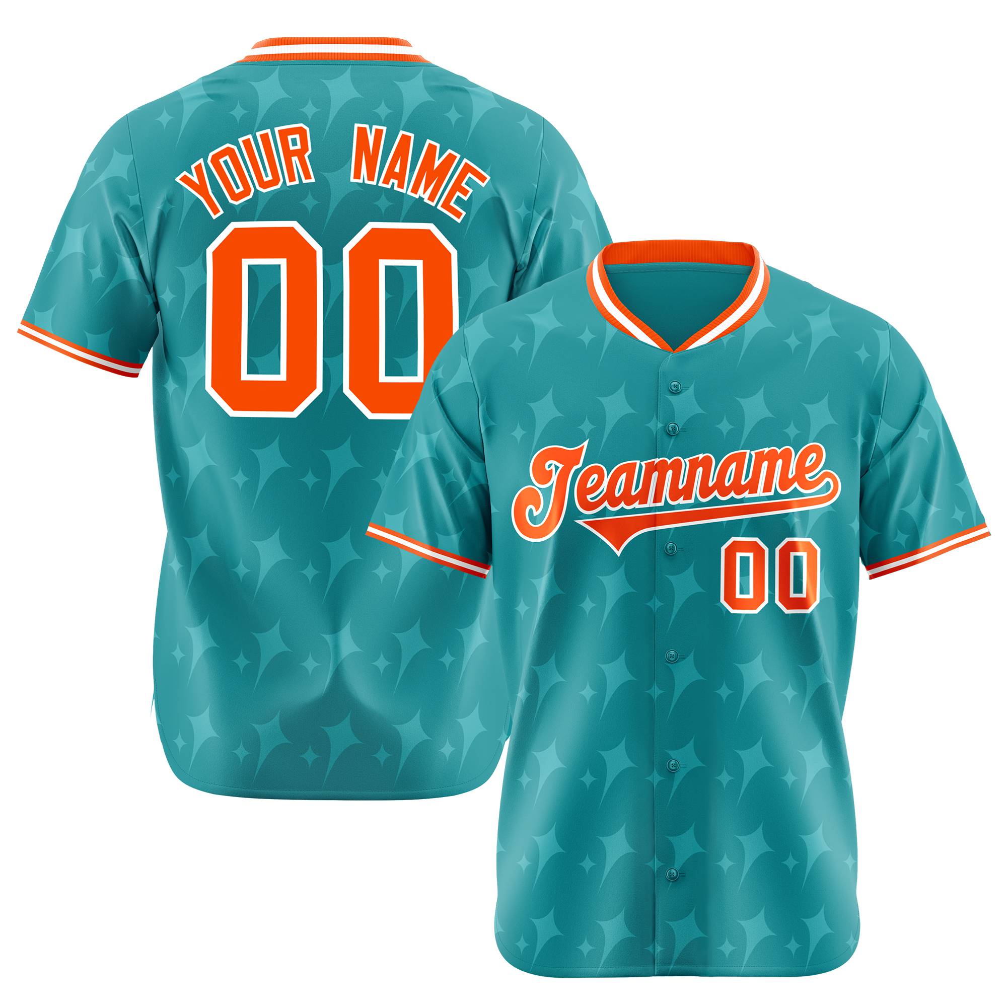 Custom Aqua Orange White Authentic Four Pointed Baseball Jersey