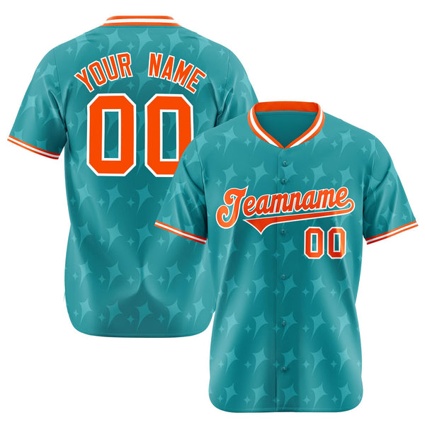 Custom Aqua Orange-White Authentic Four Pointed Baseball Jersey