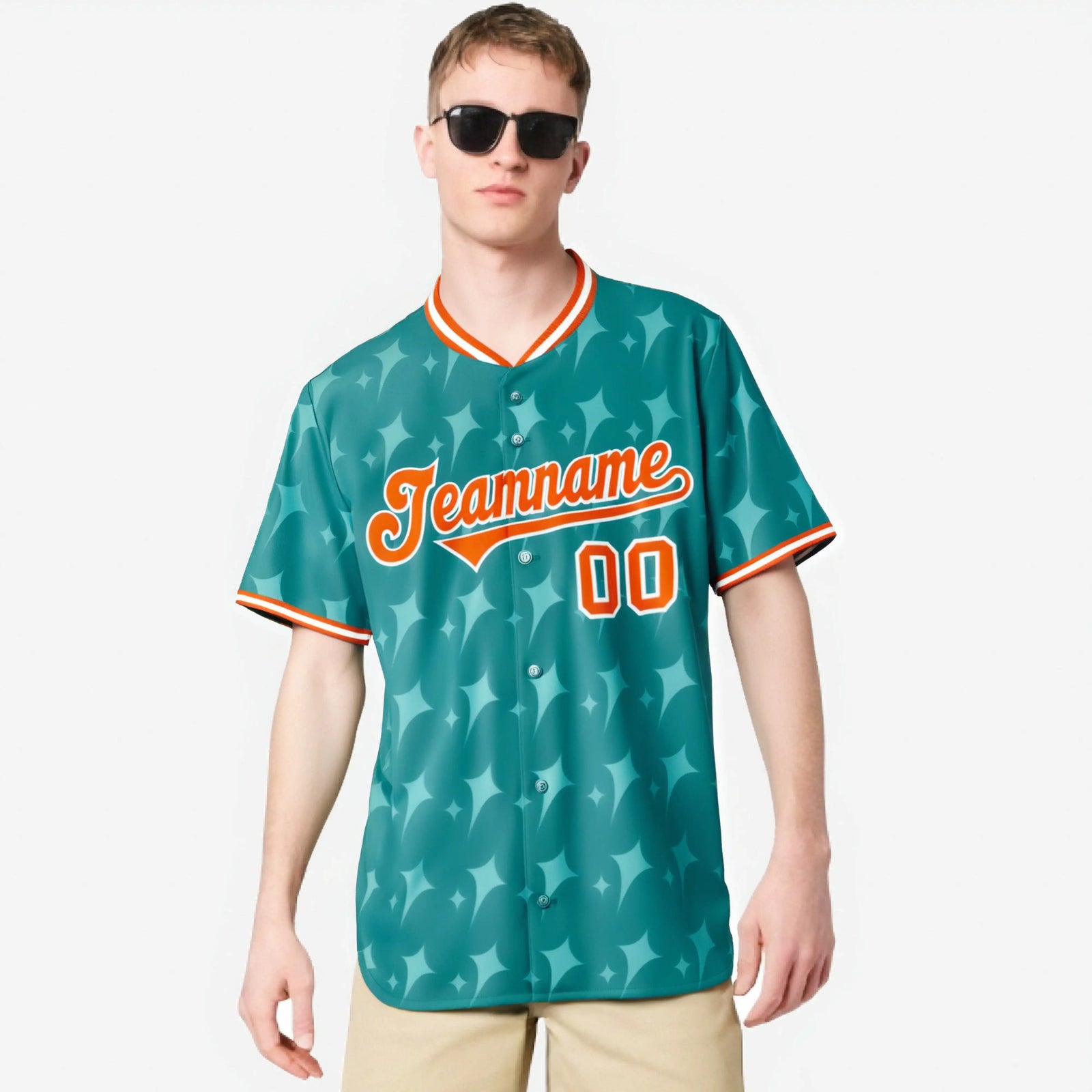 Custom Aqua Orange White Authentic Four Pointed Baseball Jersey