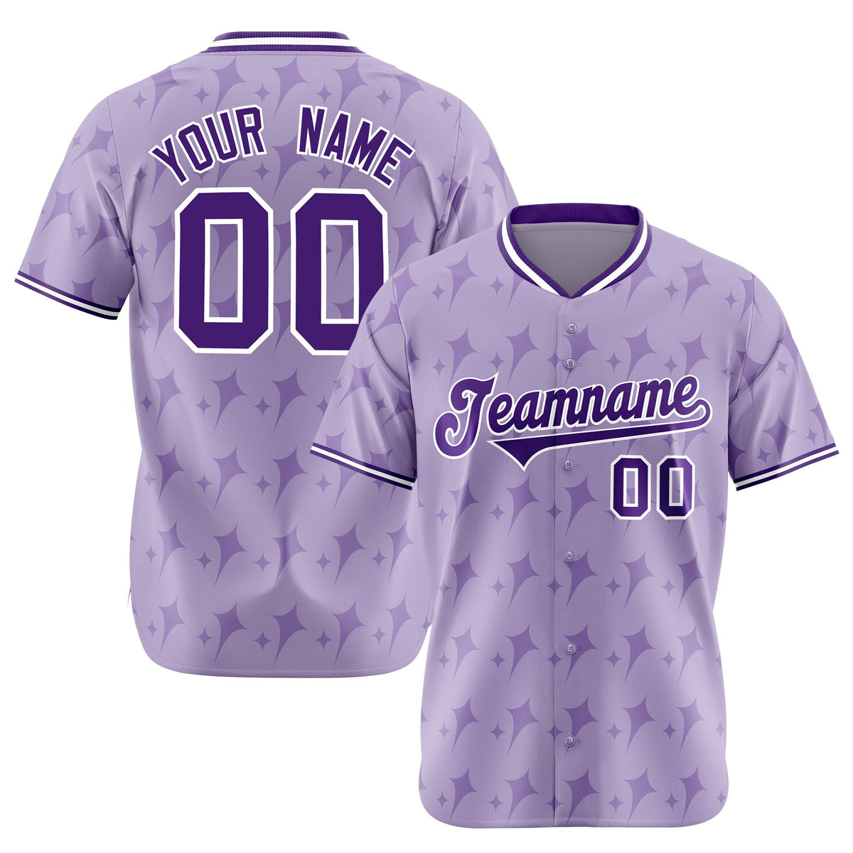 Custom Light Purple White Authentic Four Pointed Baseball Jersey