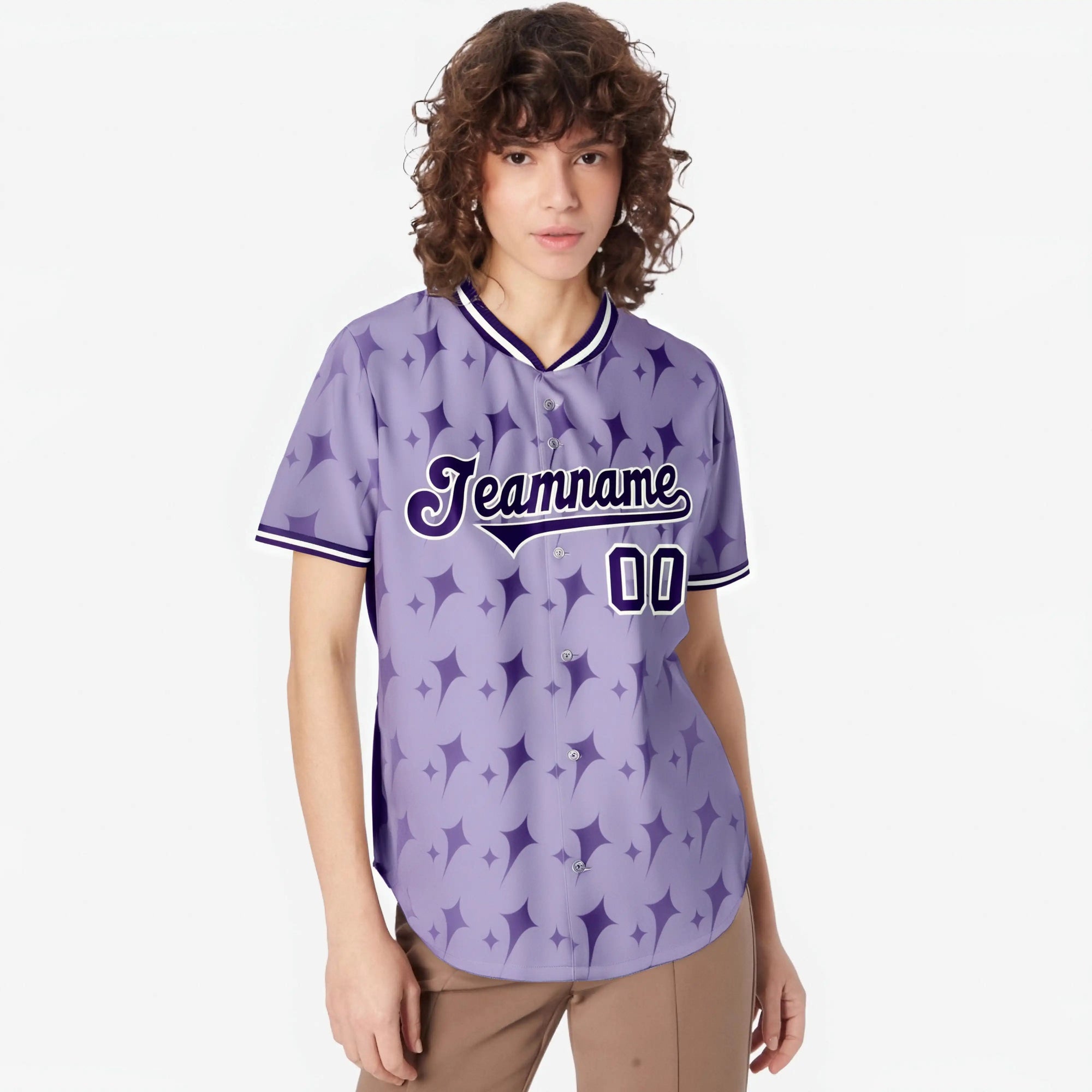 Custom Light Purple White Authentic Four Pointed Baseball Jersey