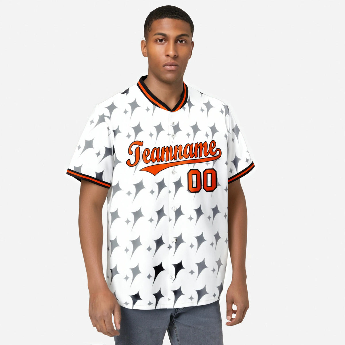Custom White Orange Black Authentic Four Pointed Baseball Jersey